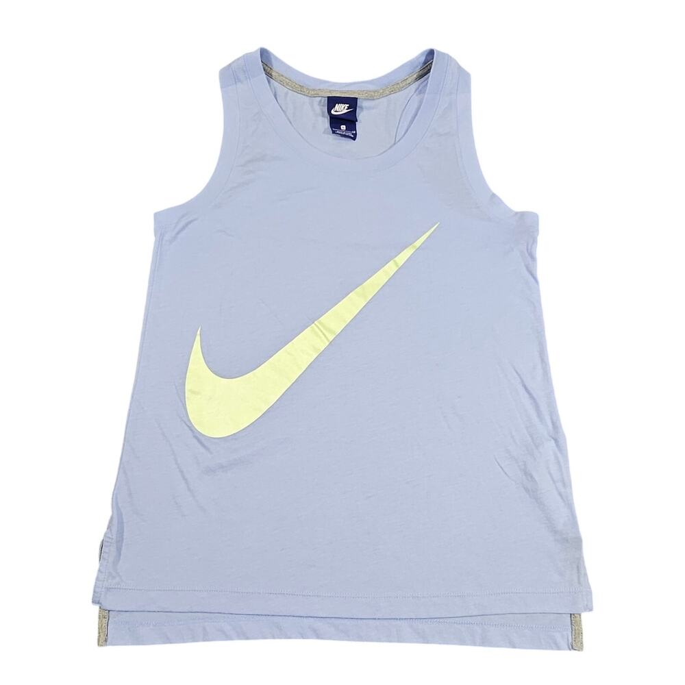 NIKE SLEEVELESS TANK TOP MEN’S SMALL LIGHT BLUE YELLOW SWOOSH LOGO  - ATHLETIC